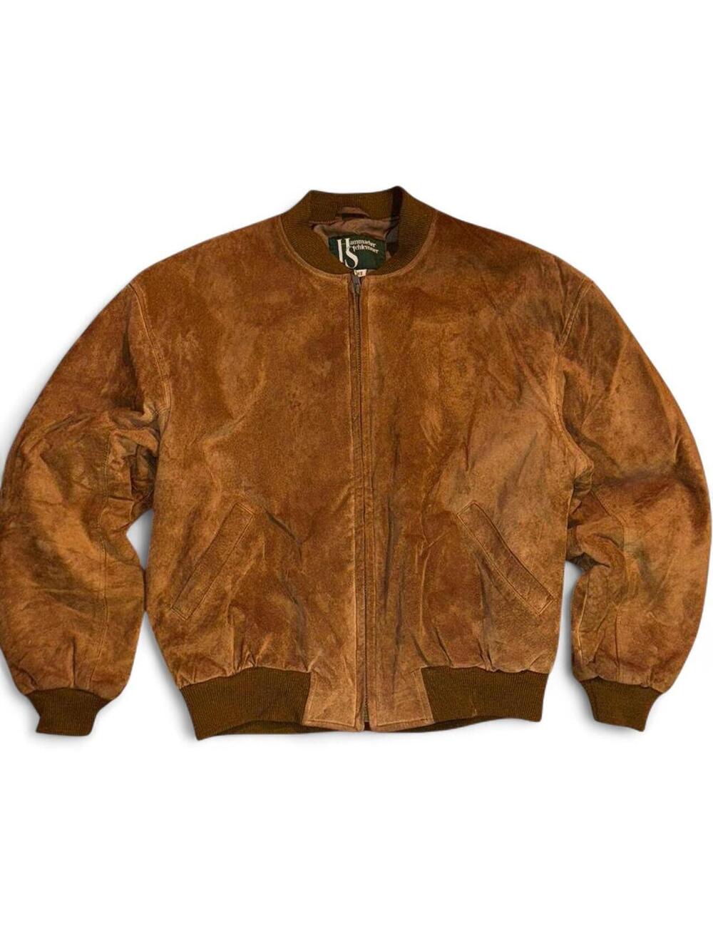 Vintage 80s Suede Leather Bomber Jacket - Mens Small